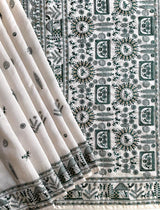 Incomparable Off White Embroidery Work Tussar Silk Saree With Eclat Blouse Piece