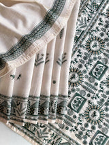 Incomparable Off White Embroidery Work Tussar Silk Saree With Eclat Blouse Piece