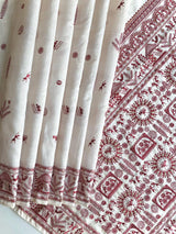 Mesmeric Off White Embroidery Work Tussar Silk Saree With Classic Blouse Piece