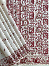 Mesmeric Off White Embroidery Work Tussar Silk Saree With Classic Blouse Piece