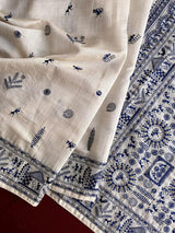 Bewitching Off White Embroidery Work Tussar Silk Saree With Aplomb Blouse Piece