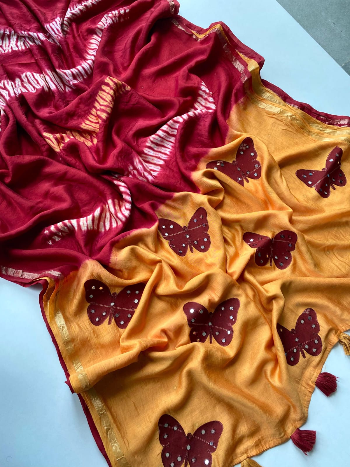 Luxuriant Mustard Bandhej Printed Cotton Silk Saree With Fugacious Blouse Piece