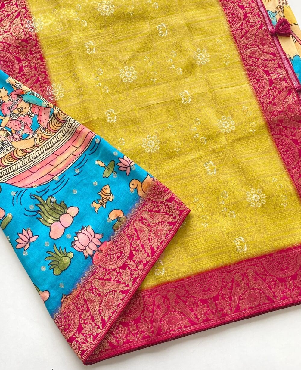 Resplendent Multicolor Printed Pure Viscose Dola Silk Saree With Aplomb Blouse Piece