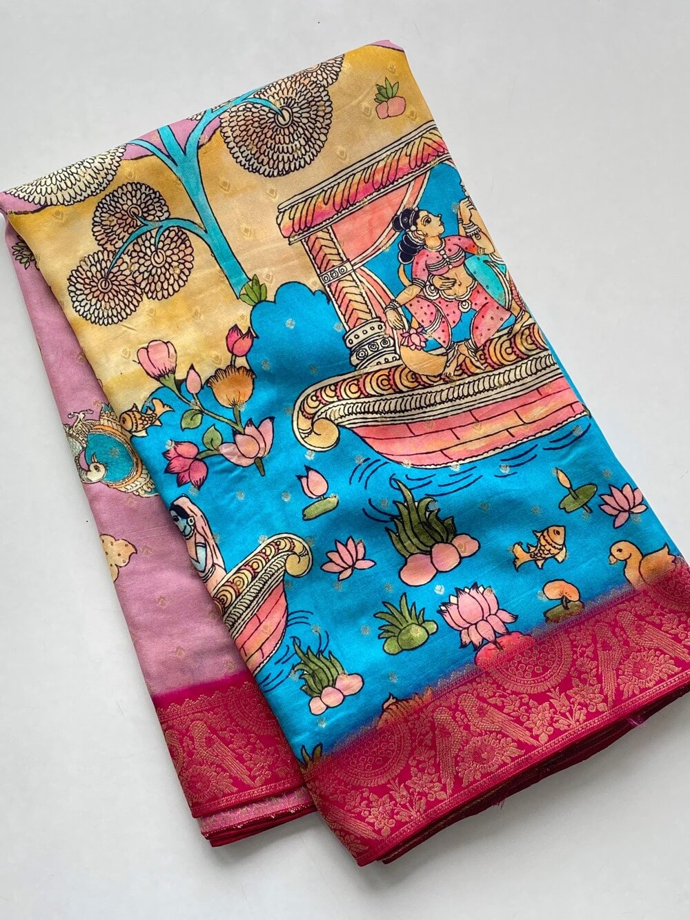 Resplendent Multicolor Printed Pure Viscose Dola Silk Saree With Aplomb Blouse Piece