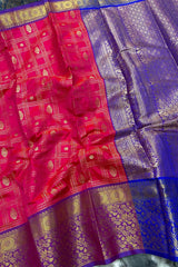 Redolent Dark Pink Kanjivaram Silk Saree With Murmurous Blouse Piece