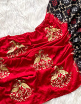 Cynosure Red Sequence Work Georgette Saree With Stunner Blouse Piece