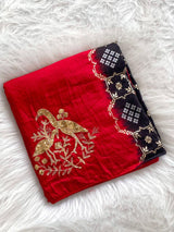 Cynosure Red Sequence Work Georgette Saree With Stunner Blouse Piece