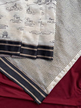 Preferable Off White Printed Cotton Silk Saree With Traditional Blouse Piece