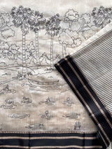 Preferable Off White Printed Cotton Silk Saree With Traditional Blouse Piece