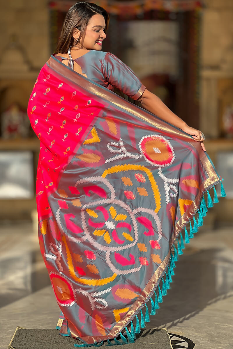 Tremendous Dark Pink Soft Banarasi Silk Saree With Allure Blouse Piece
