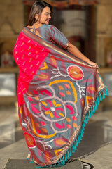 Tremendous Dark Pink Soft Banarasi Silk Saree With Allure Blouse Piece