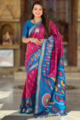 Felicitous Magenta Soft Banarasi Silk Saree With Ratatouille Blouse Piece