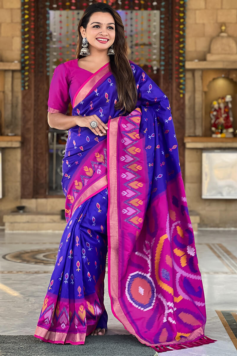 Nemesis Royal Blue Soft Banarasi Silk Saree With Magnificat Blouse Piece