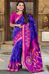 Nemesis Royal Blue Soft Banarasi Silk Saree With Magnificat Blouse Piece