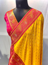 Dazzling Yellow Soft Banarasi Silk Saree With Exemplary Blouse Piece