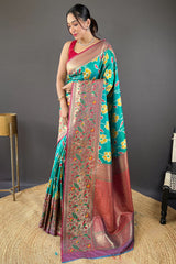 Amazing Green Patola Silk Saree with Mesmerising Blouse Piece