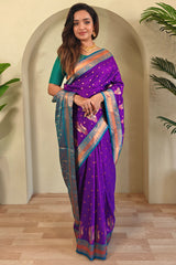 Desuetude Purple Soft Banarasi Silk Saree With Beauteous Blouse Piece
