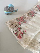 Surreptitious Off White Embroidery Work Crush Silk Saree With Jubilant Blouse Piece