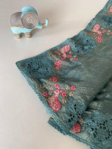 Classy Rama Embroidery Work Crush Silk Saree With Pleasant Blouse Piece