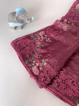 Lagniappe Wine Embroidery Work Crush Silk Saree With Sempiternal Blouse Piece