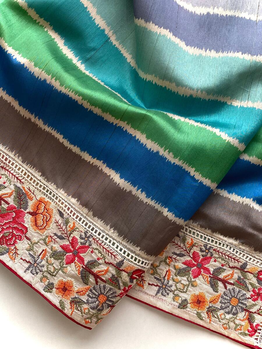 Evocative Multicolor Pure Loom Tusser Silk Saree With Capricious Blouse Piece