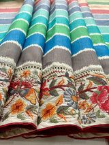 Evocative Multicolor Pure Loom Tusser Silk Saree With Capricious Blouse Piece