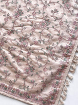 Scintilla Beige Embroidery Work Tussar Silk Saree With Splendiferous Blouse Piece