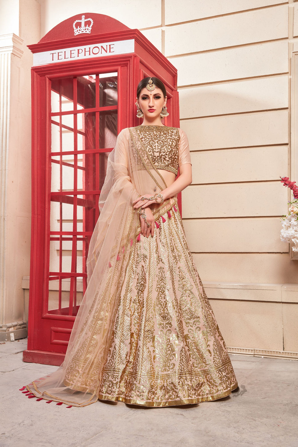 Thai Silk Salmon Pink Color Lehenga Choli With Handwork Blouse For Women Wedding, Party Wear, Ethic Wear, Traditional Wear Chaniya Choli