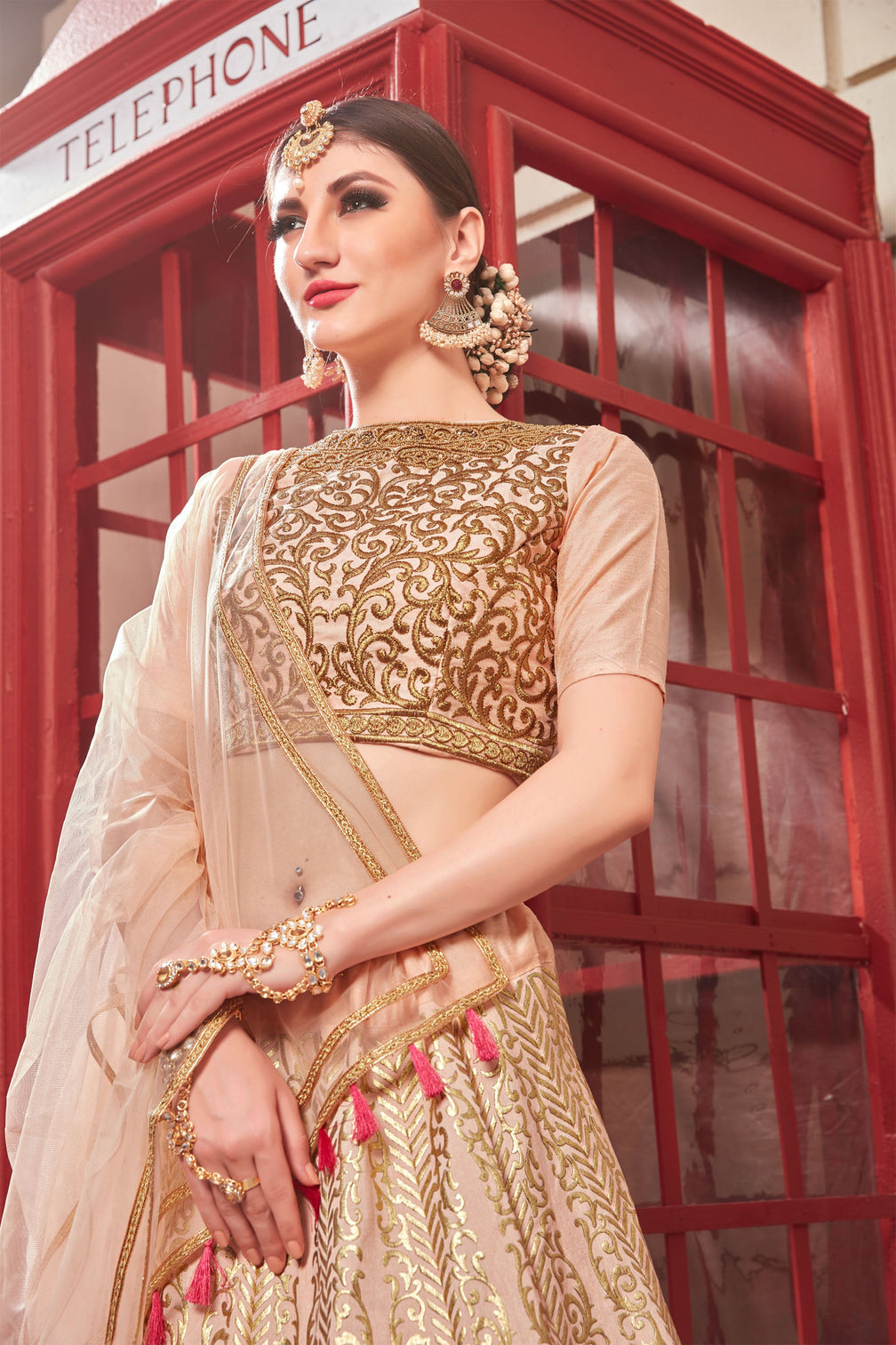 Thai Silk Salmon Pink Color Lehenga Choli With Handwork Blouse For Women Wedding, Party Wear, Ethic Wear, Traditional Wear Chaniya Choli