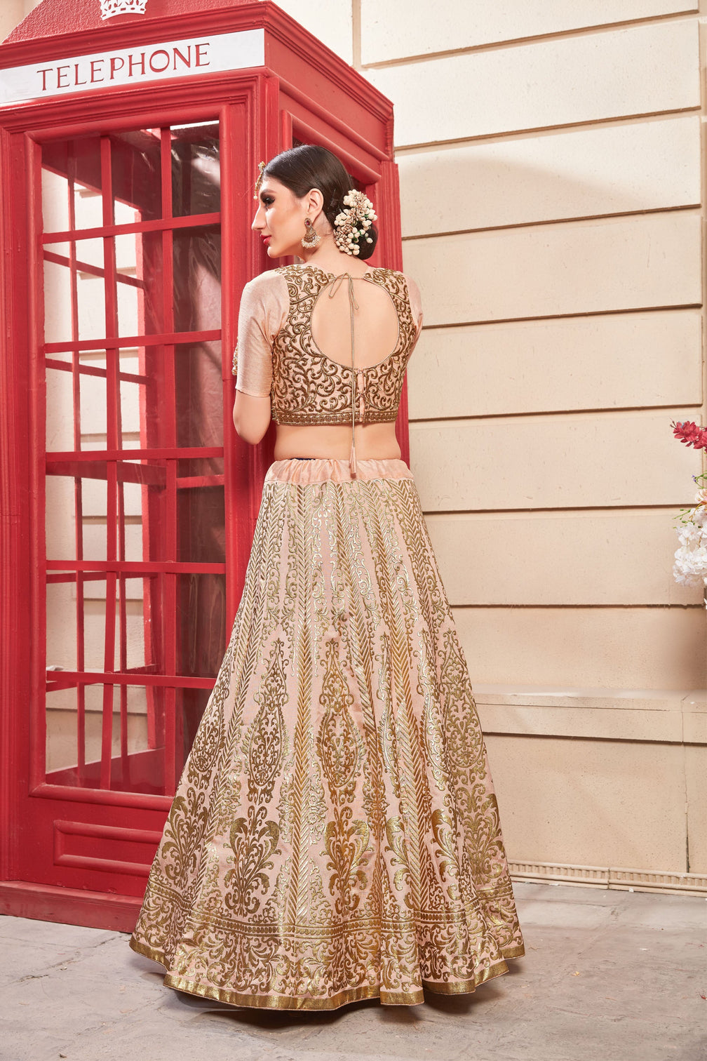 Thai Silk Salmon Pink Color Lehenga Choli With Handwork Blouse For Women Wedding, Party Wear, Ethic Wear, Traditional Wear Chaniya Choli