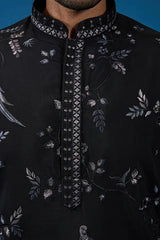 Magic Black Embroidered Stylish Kurta Set for Mens Wear
