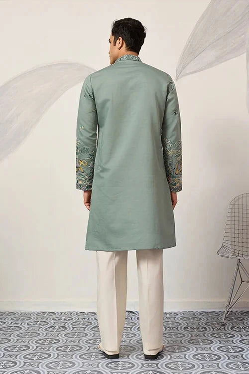 Stylish Pista Mens Wear Kurta for Wedding Occasions