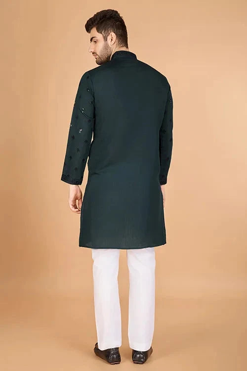 Designer Green Viscose Silk Kurta for Men