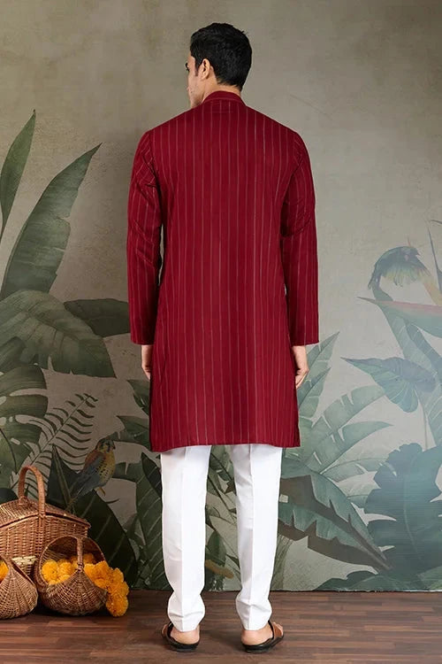 Designer Red Kurta with Dupatta for Festive Look