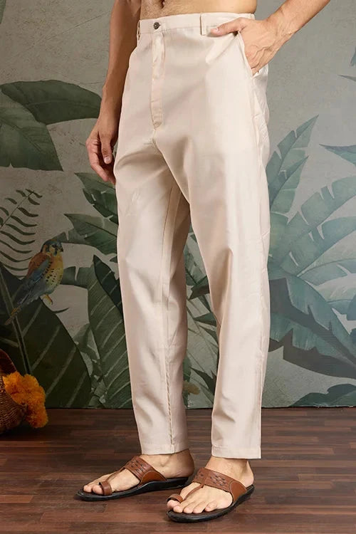 Classic Ivory Embroidered Kurta Pajama for Men
