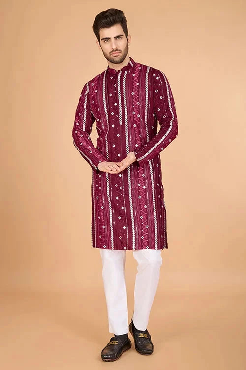 Stylish Wedding Wear Heavy Embroidered Mens Kurta