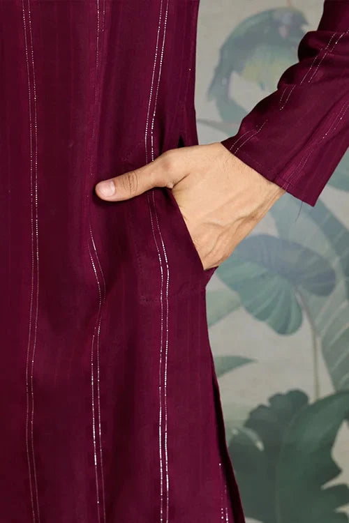 Designer Purple Men Kurta and Dupatta for Weddings