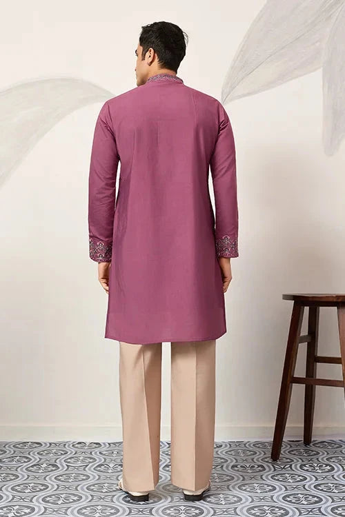 Trendy Pink Color Kurta with Dupatta for Mens Wear