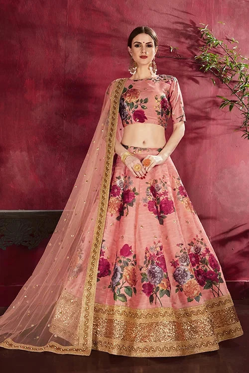 Traditional Bridal lehenga Cholis For Women New Collection Peach Colour