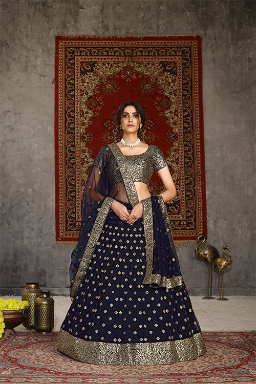 Traditional Indian Bridal Style Net Embroidered Lehenga Choli