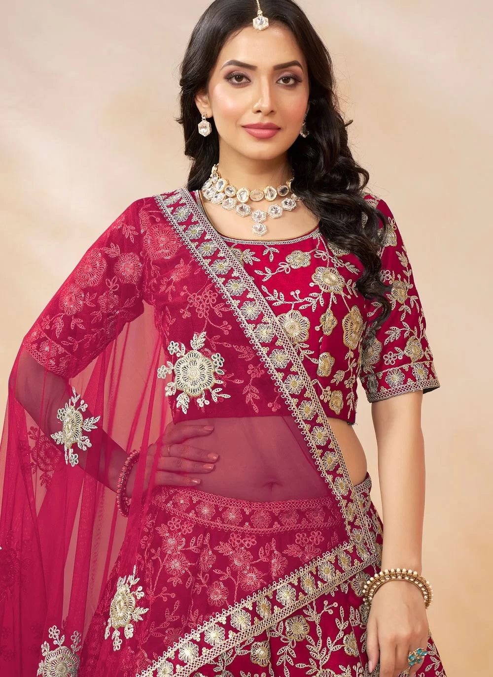 Trending rani art silk indian lehenga with sequins embroidery