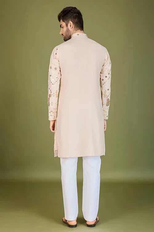 Designer Ivory Viscose Rayon Kurta for Men