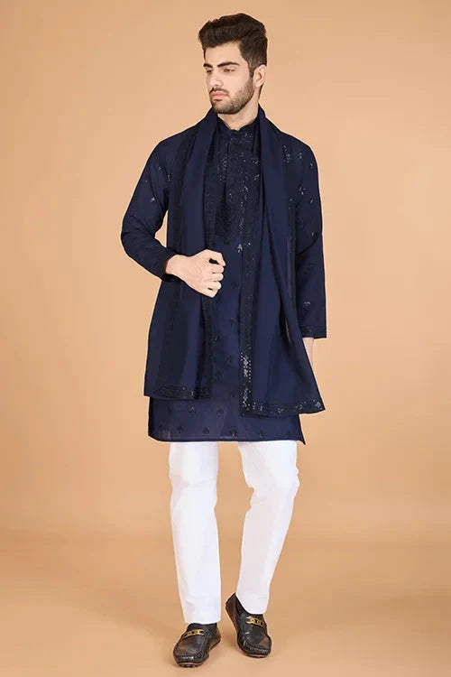 Navy Blue Viscose Silk Kurta Set – Stylish & Comfortable