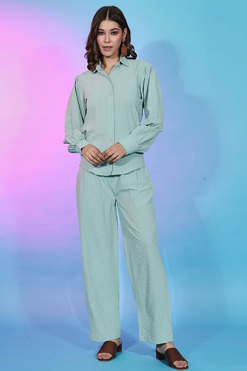 Trendy Collection Sky Color Self Design Co-Ords Set
