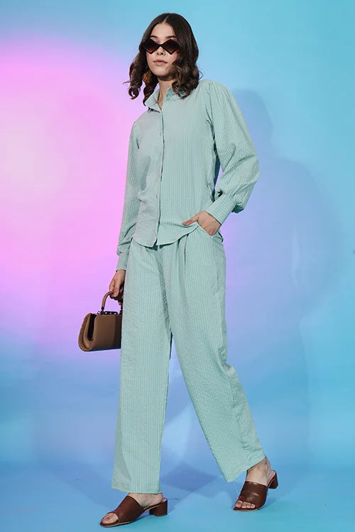 Trendy Collection Sky Color Self Design Co-Ords Set