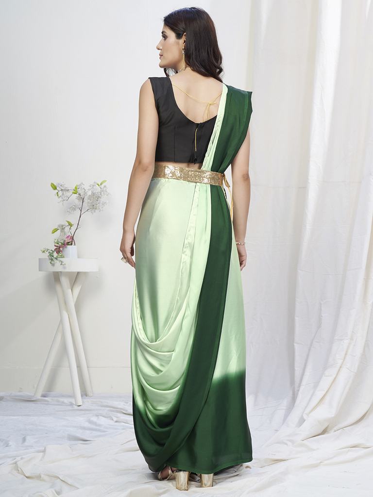 Two-Toned Green Lycra Based Saree