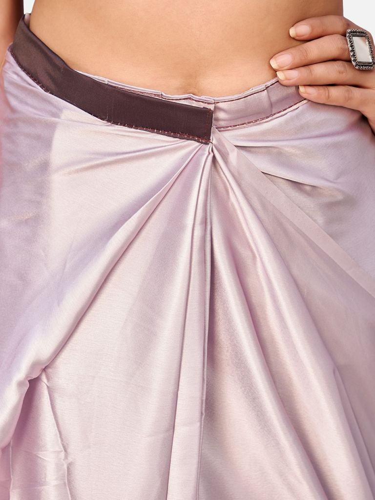 Unique Mauve Satin Blocked Ready to Wear Saree