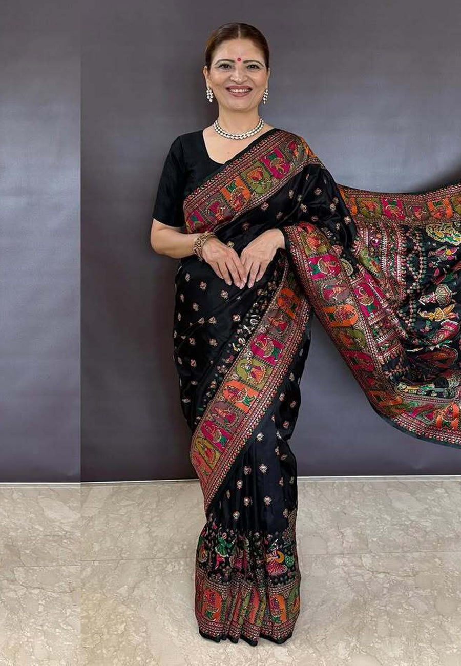 Heena gehani in our jade black pashmina kashmiri silk zari woven saree