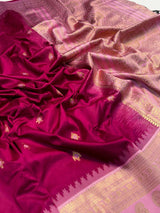 Wine Soft Silk Gadwal Border Saree