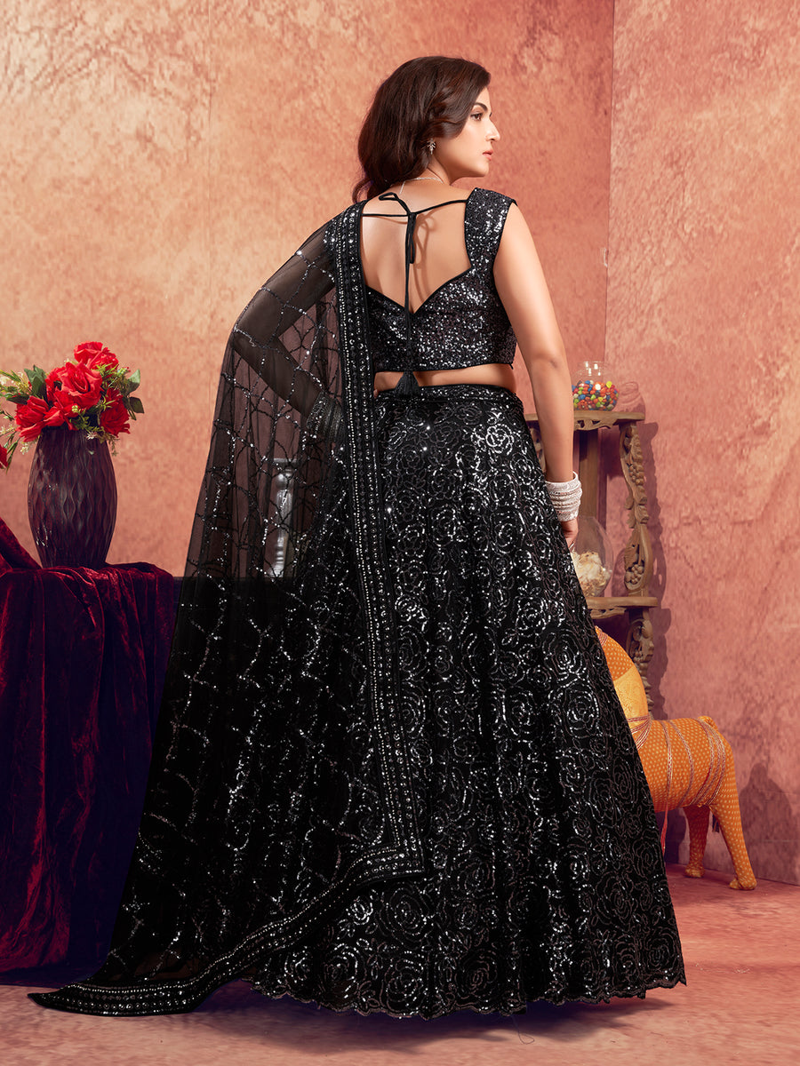 Classic Black Net Lehenga For Bridal